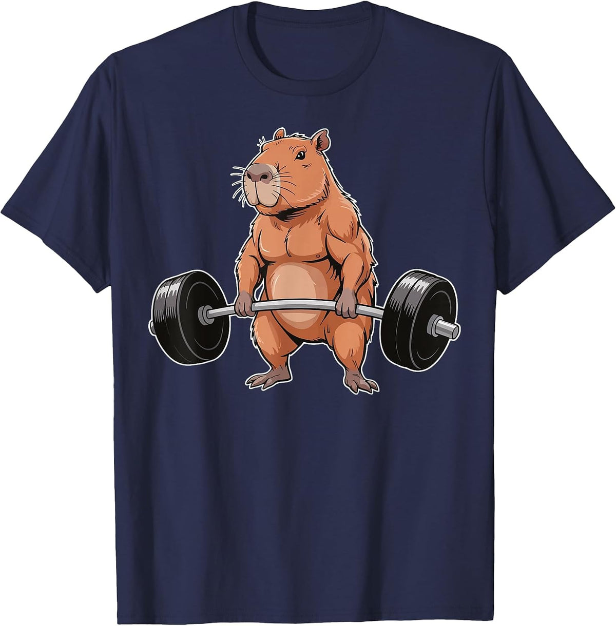 Capybara Weightlifting Gym T-Shirt - Navy Blue