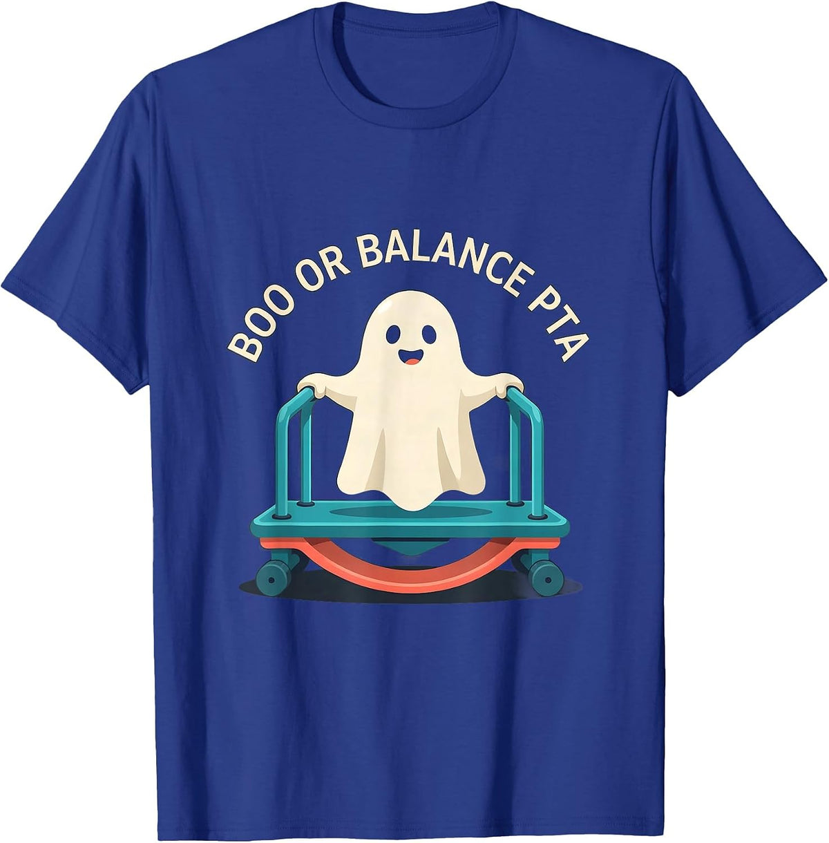 Men's Boo Or Balance PTA Funny Physical Therapy Halloween Trick T-Shirt - Royal Blue