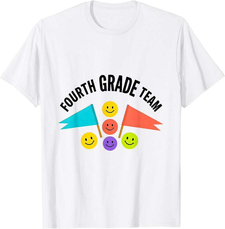 Men's Fourth Grade Team Back to School Student Teacher Crew T-Shirt - White