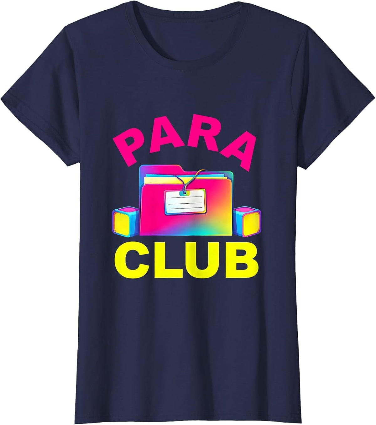 Women's Para Club Colorful Paraprofessional Paraeducator School Aide T-Shirt - Navy Blue