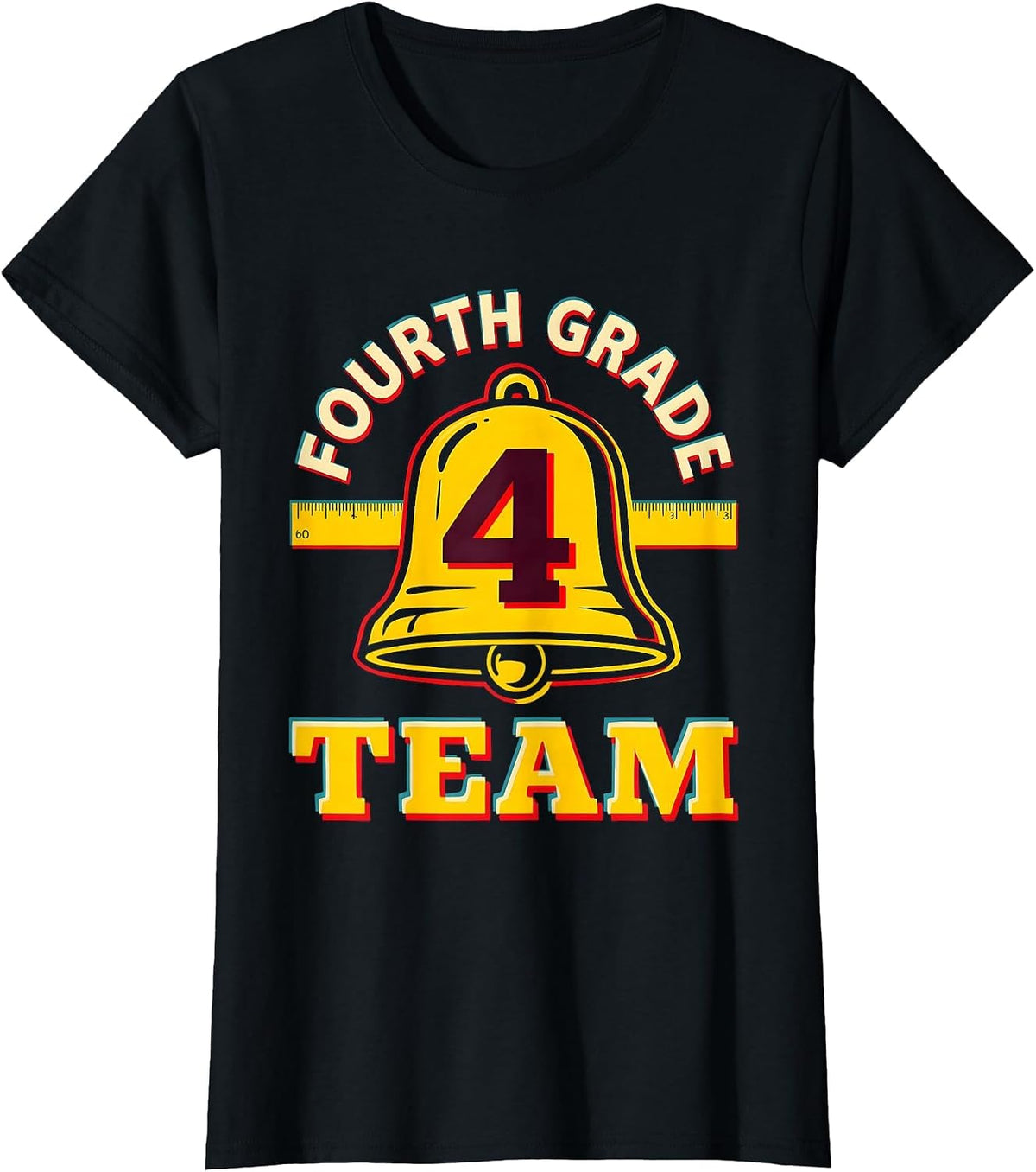 Fourth Grade Team Screenprint Poster Back To School Teacher T-Shirt - Black