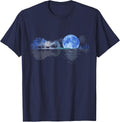 Acoustic Guitar Lake Shadow Nature Guitar Player Guitarist T-Shirt - Navy Blue