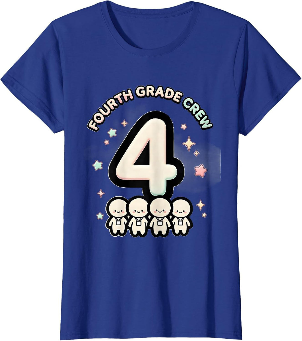 Women's Fourth Grade Crew Cute Kawaii Teacher Back To School T-Shirt - Royal Blue
