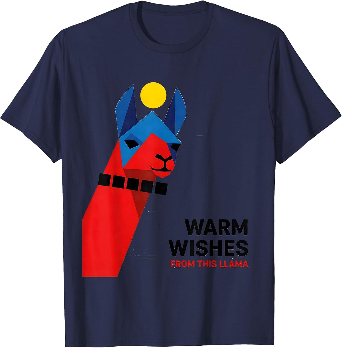 Warm Wishes From This Llama Funny Llama Christmas Animal T-Shirt - Navy Blue