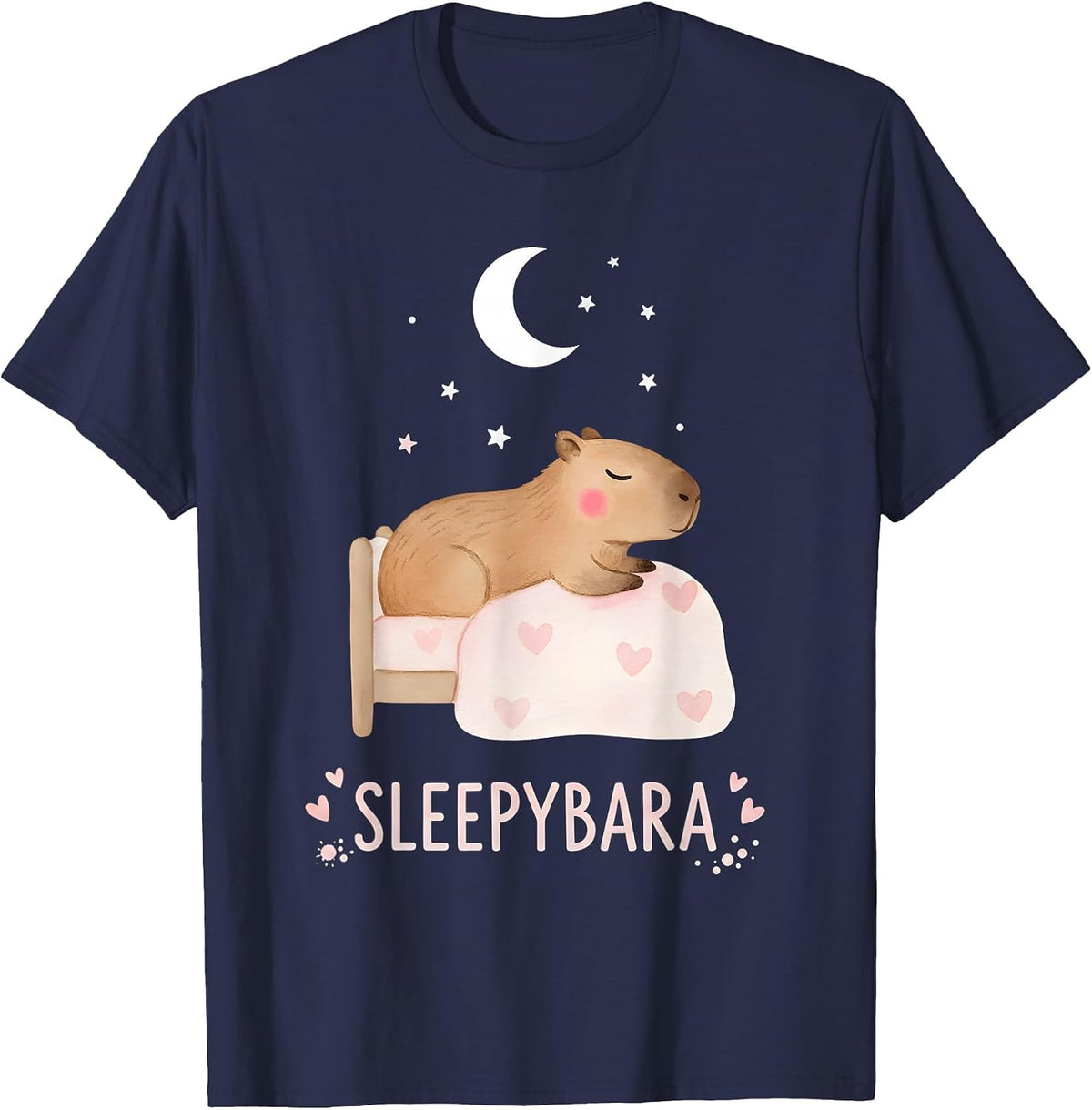 Capybara Sleepybara Sleep Pajamas T-Shirt - Navy Blue