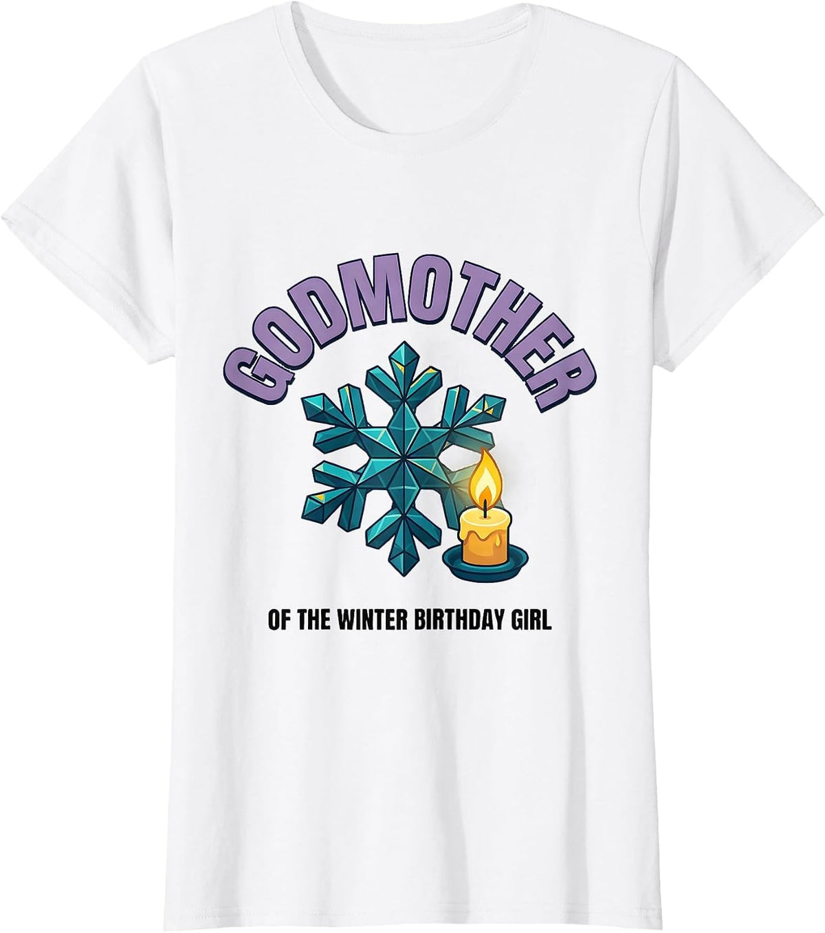 Godmother Of The Winter Birthday Girl Family Matching T-Shirt - White