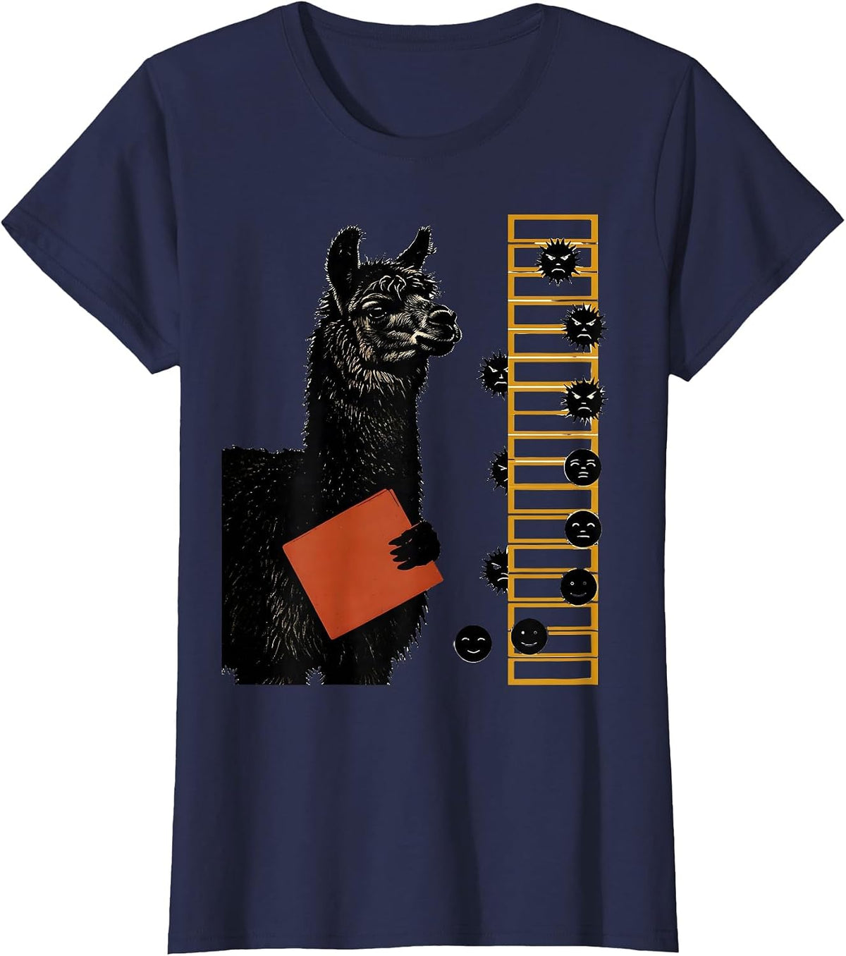 Women's Alpaca Calm Counselor Humor Mental Health Therapist T-Shirt - Navy Blue