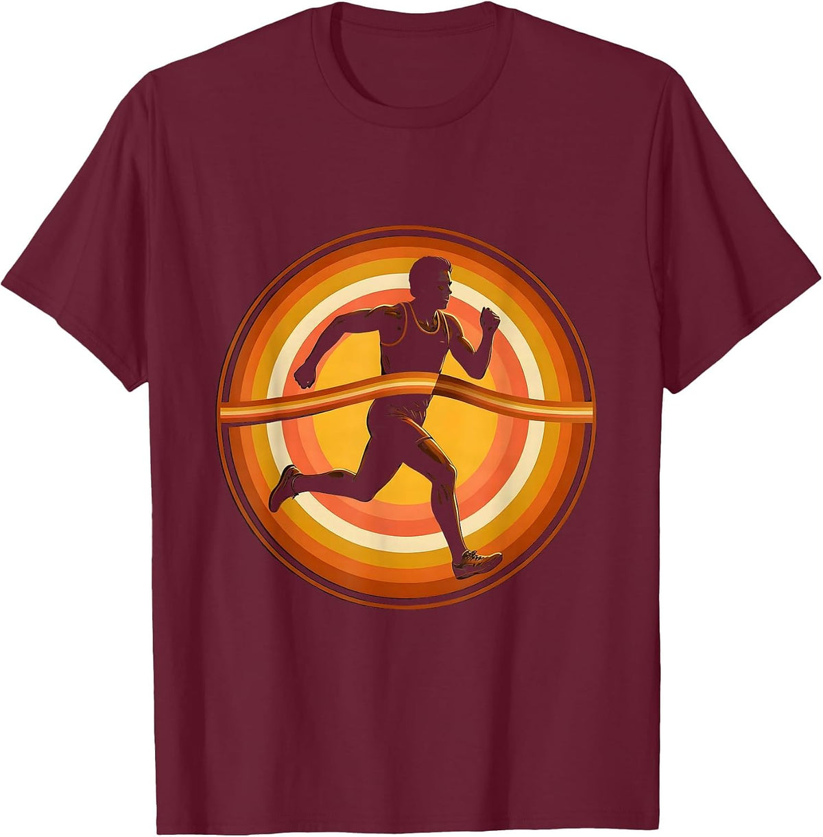 Sprinter Finish Line Burst Running Graphic T-Shirt - Burgundy