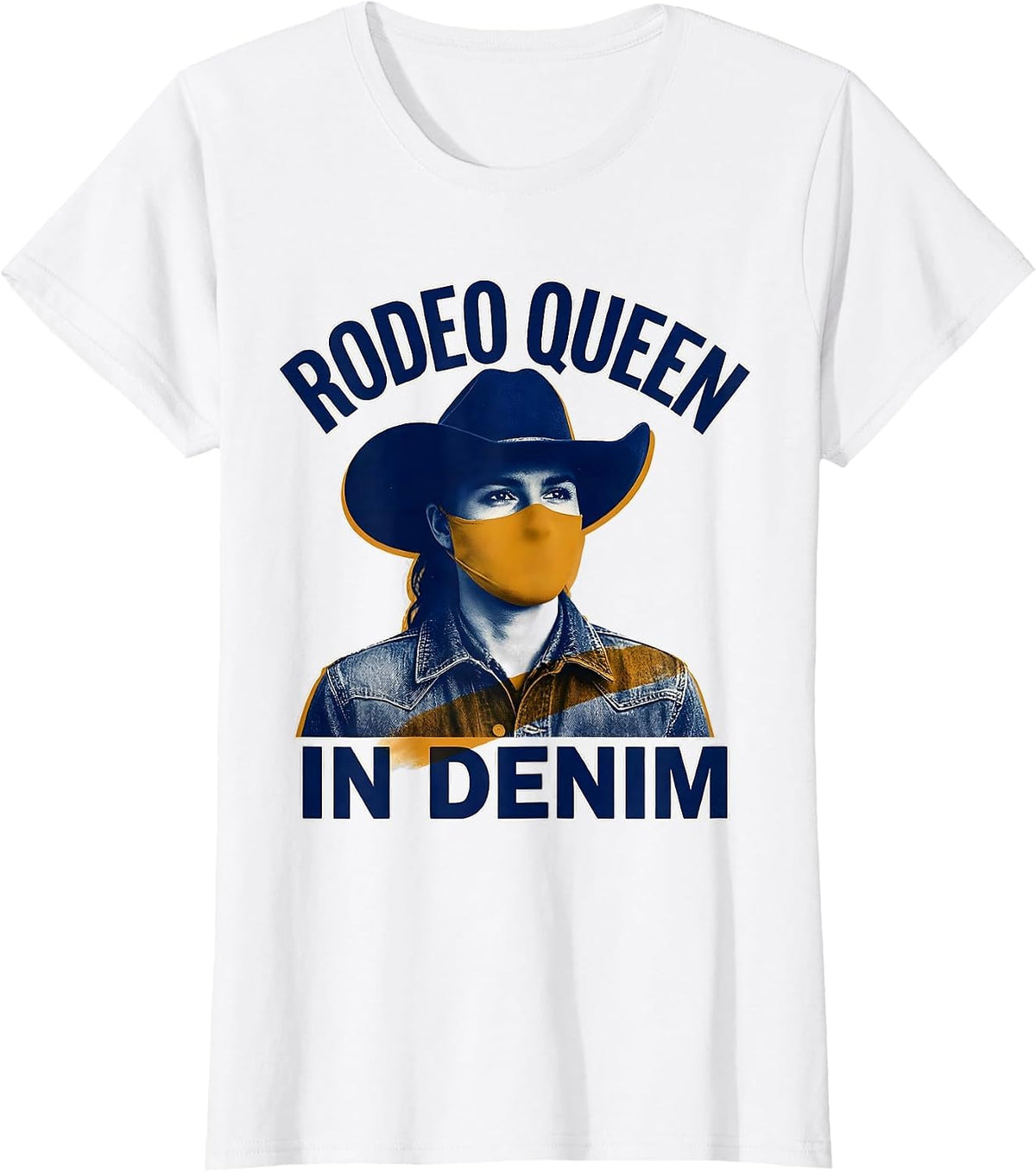 Rodeo Queen In Denim Cowgirl Design T-Shirt - White