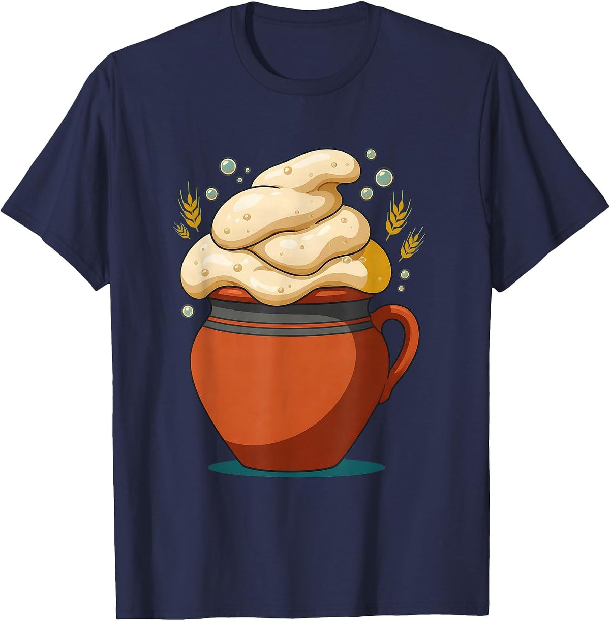Sourdough Era Clay Crock Active Starter Illustration T-Shirt - Navy Blue