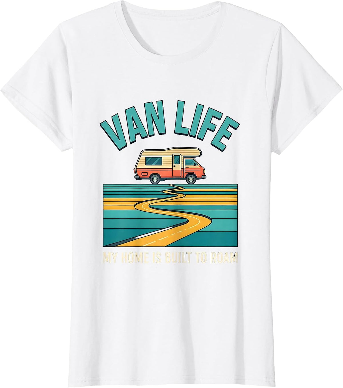 Van Life My Home Is Built To Roam Retro Camper Nomad Pride T-Shirt - White