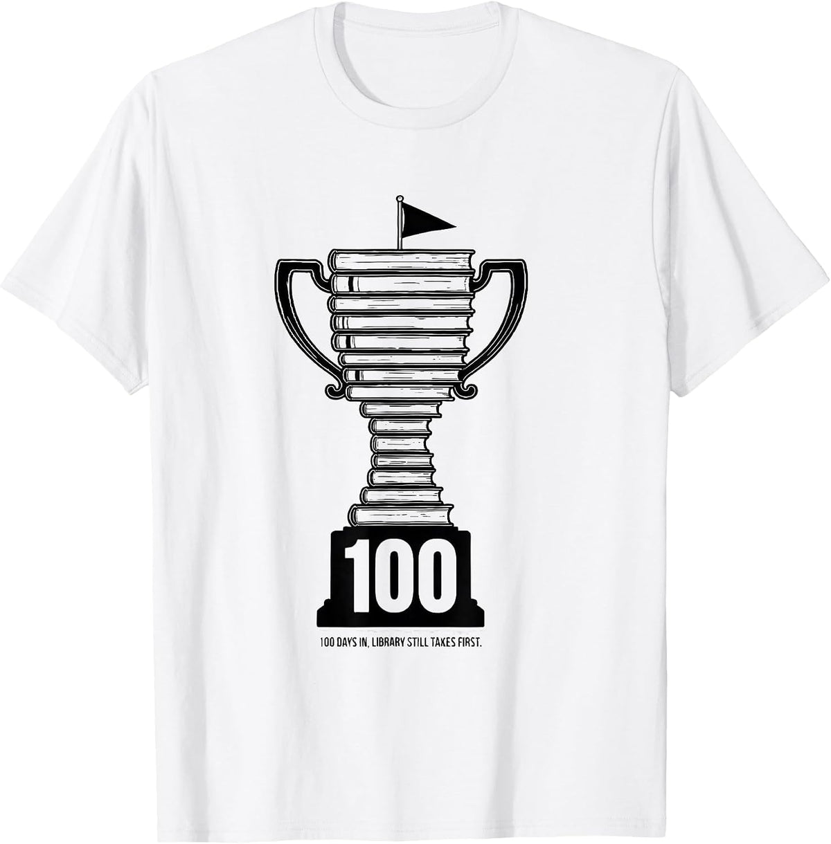 Men's 100 Days In Library Still Takes First Reading Teacher 100th T-Shirt - White