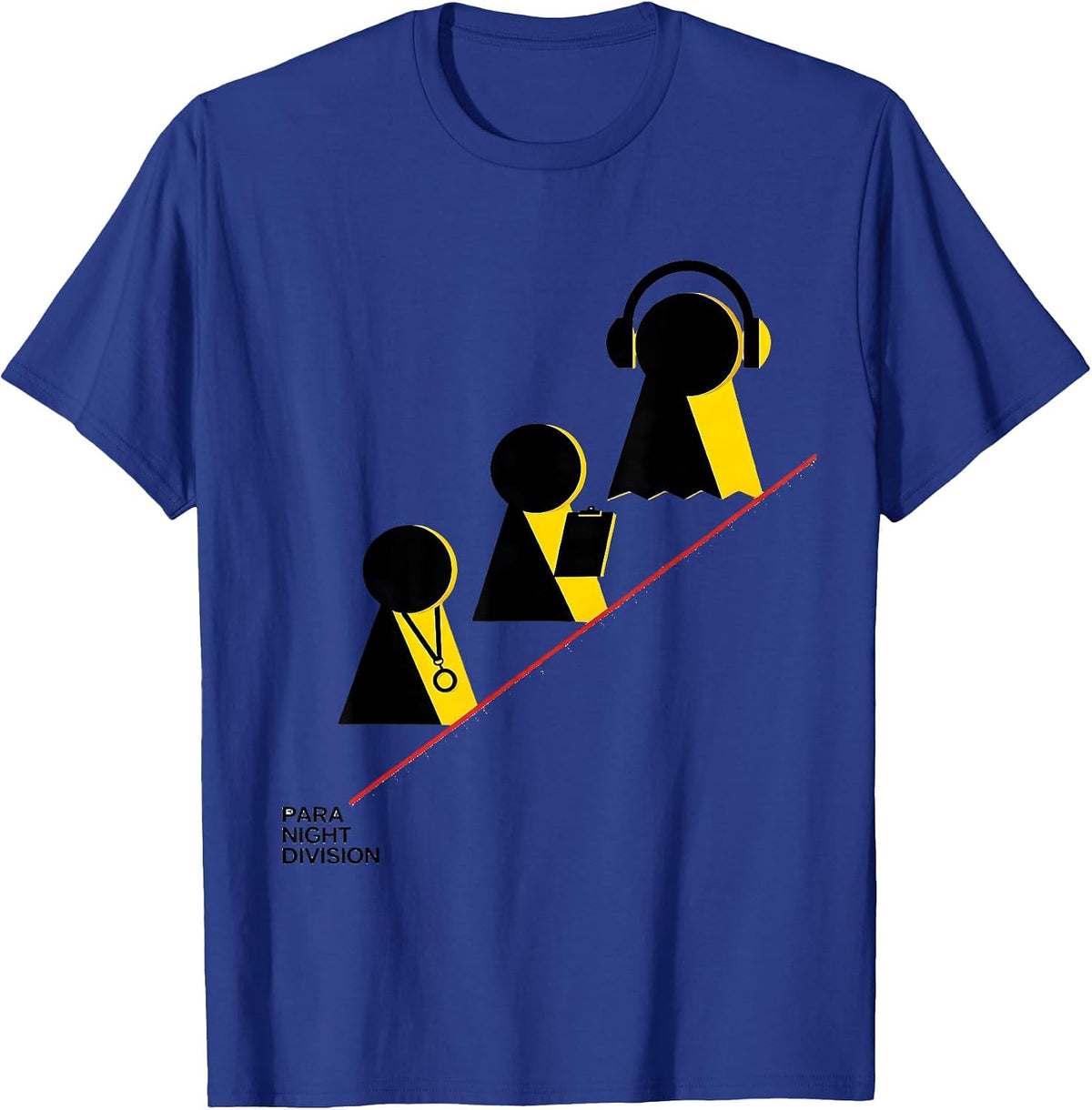 Men's Para Night Division Bauhaus Modernist Paraprofessional Ghost T-Shirt - Royal Blue