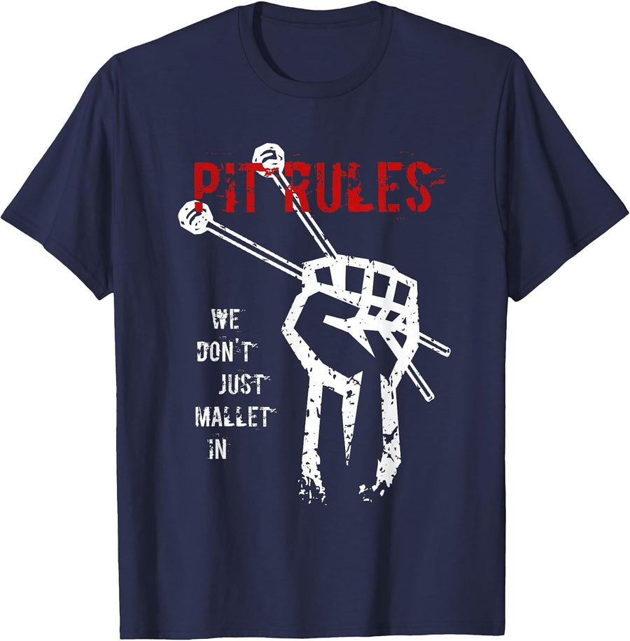 Pit Rules Marching Band Front Ensemble Themed tee T-Shirt - Navy Blue
