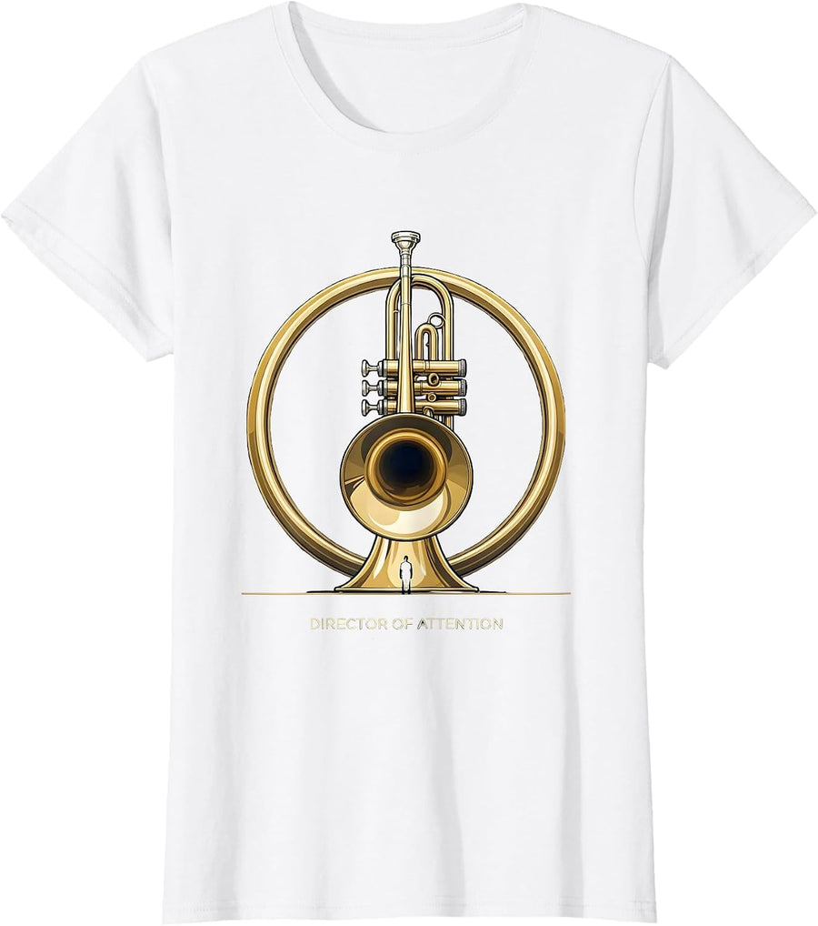 Women's Director of Attention Brass Player Band Musician Humor T-Shirt - White