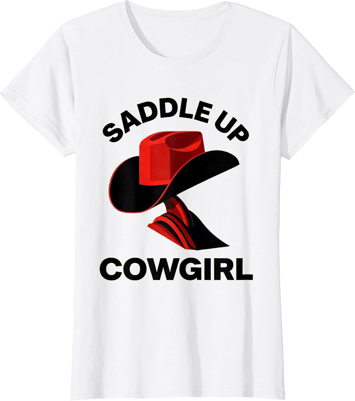 Saddle Up Cowgirl Western Rodeo Design T-Shirt - White