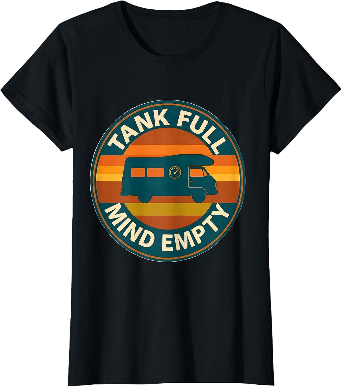 Women's Tank Full Mind Empty Retro Van Life Nomads Van Dwellers T-Shirt - Black