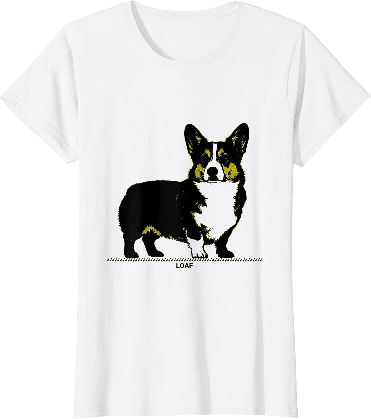 Women's Loaf Funny Corgi Dog Lover Humor Graphic T-Shirt - White