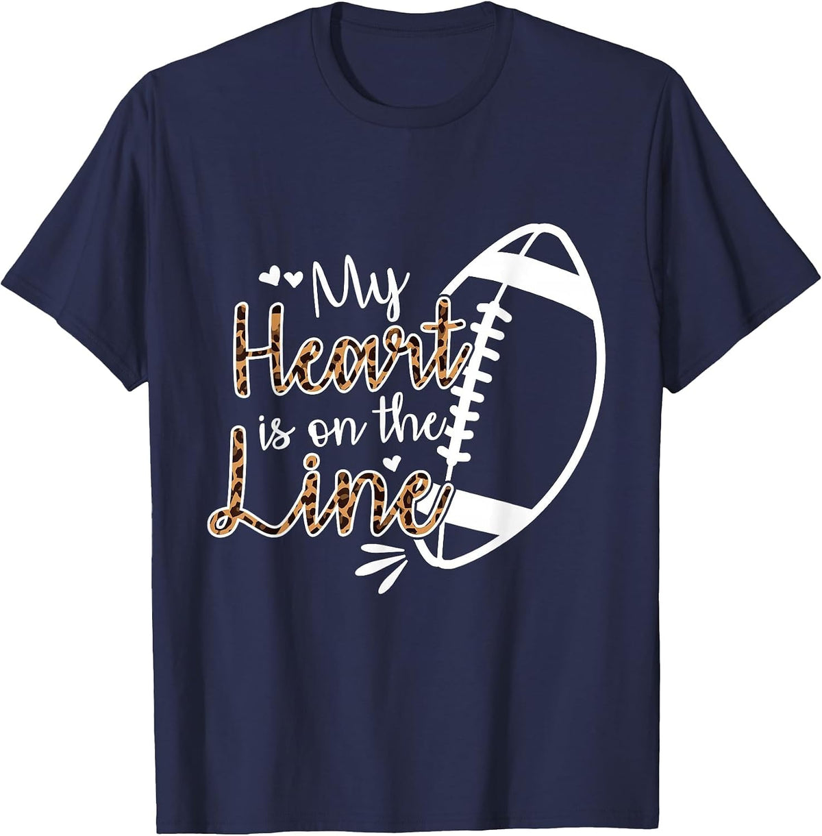 My Heart is On The Line Lineman Football T-Shirt - Navy Blue