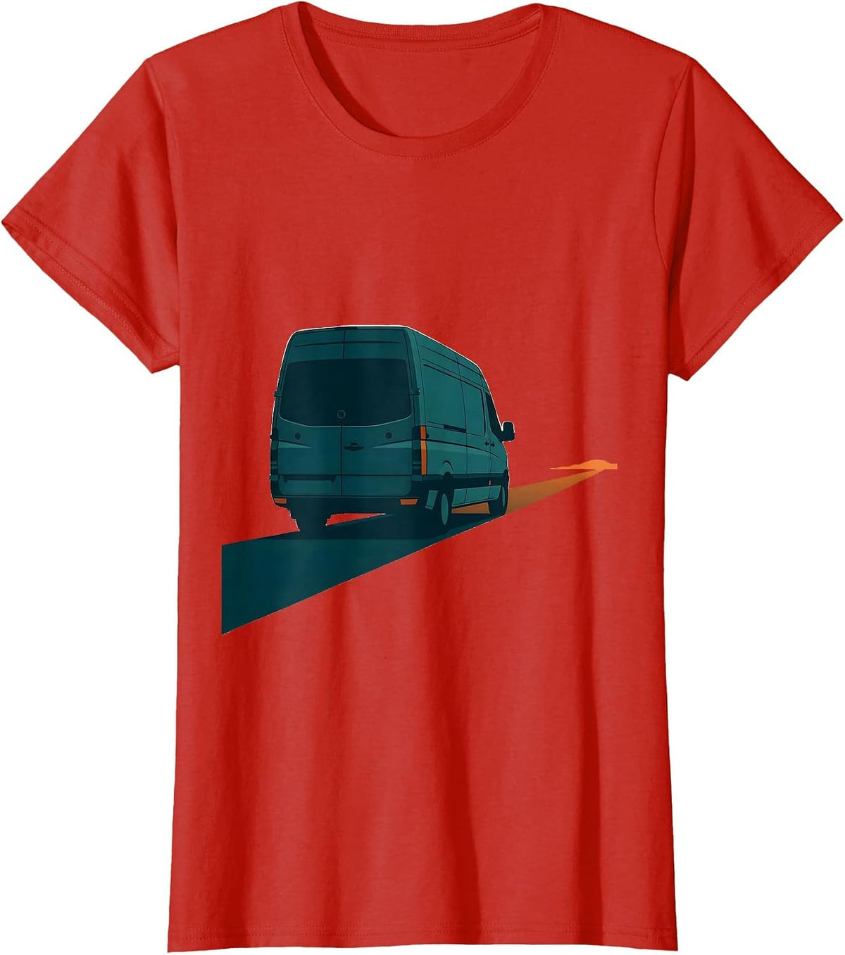 Women's Boxy Conversion Van Minimalist Van Life Road Trip Nostalgia T-Shirt - Red
