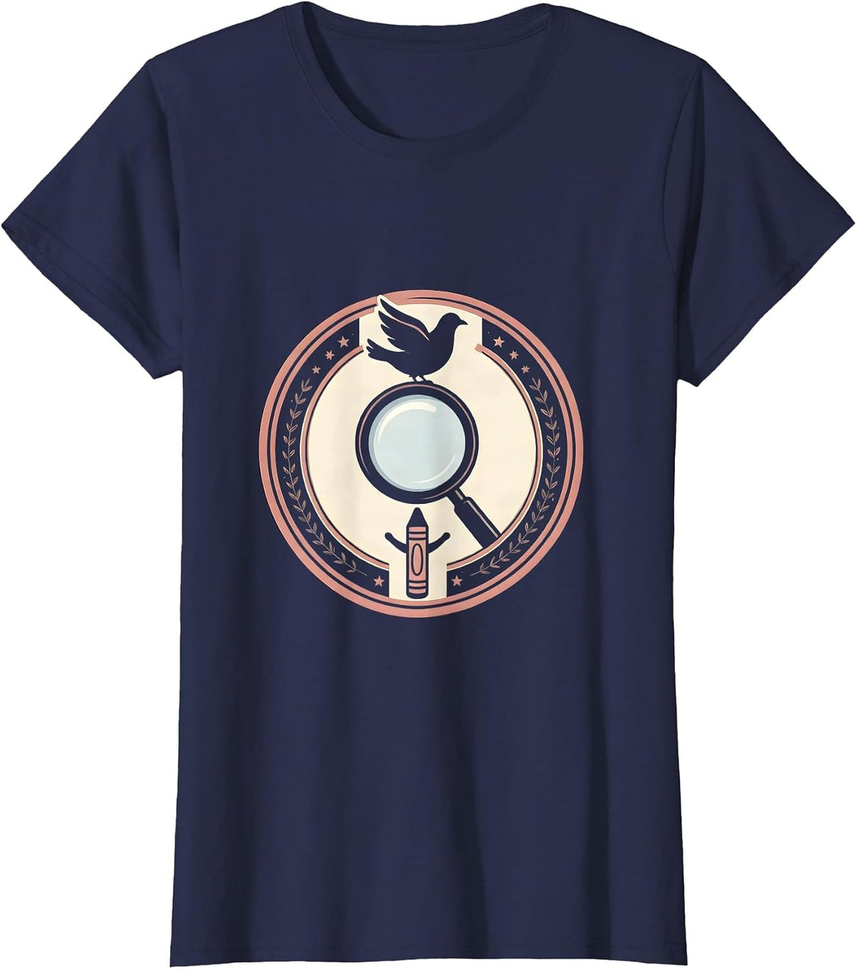 Women's Paraprofessional Magnifying Glass Child Drawing T-Shirt - Navy Blue