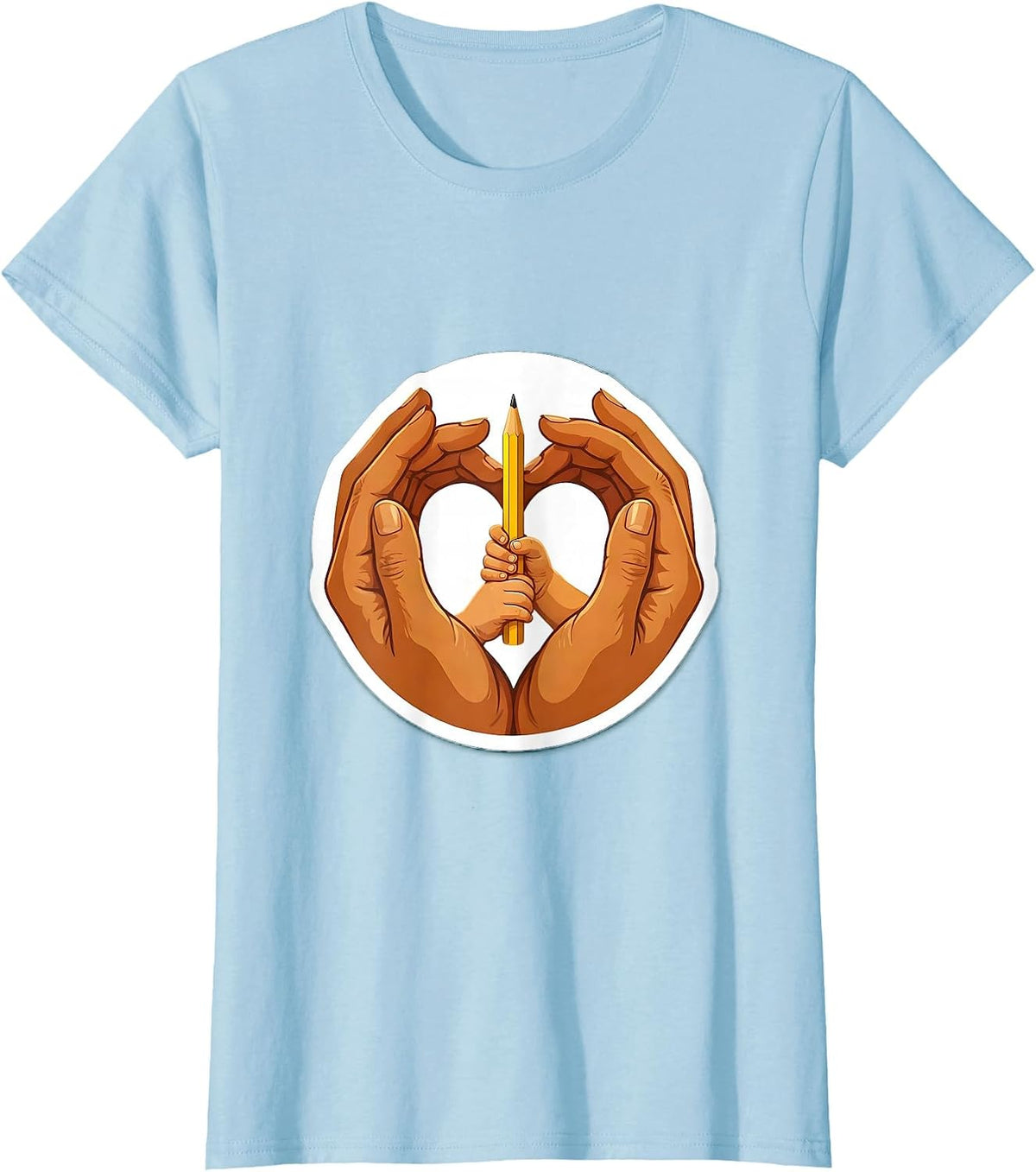 Women's Paraprofessional Guiding Hands Illustration T-Shirt - Baby Blue