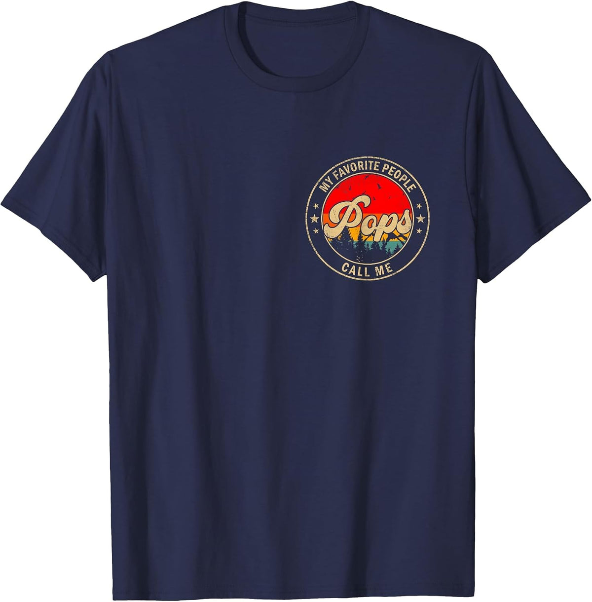 My Favorite People Call Me Pops Retro for Papa Grandpa T-Shirt - Navy Blue