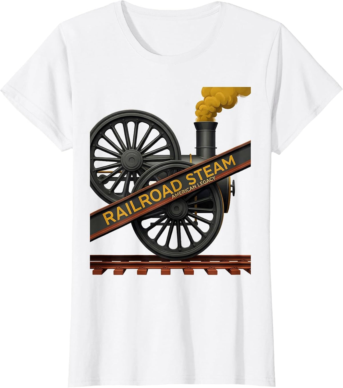 Railroad Steam, American Legacy Midcentury Modern Train T-Shirt - White