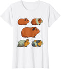 Women's Guinea Pig Breeds Flat Vector Art Cavy Lover Gift T-Shirt - White