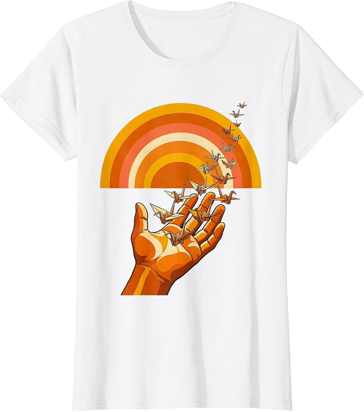 Paraprofessional Open Hand Releasing Paper Birds T-Shirt - White