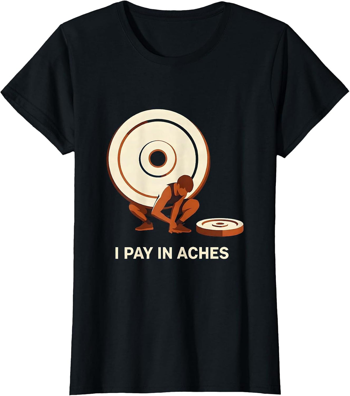 Women's I Pay In Aches Funny Gym Workout Humor Weightlifting T-Shirt - Black