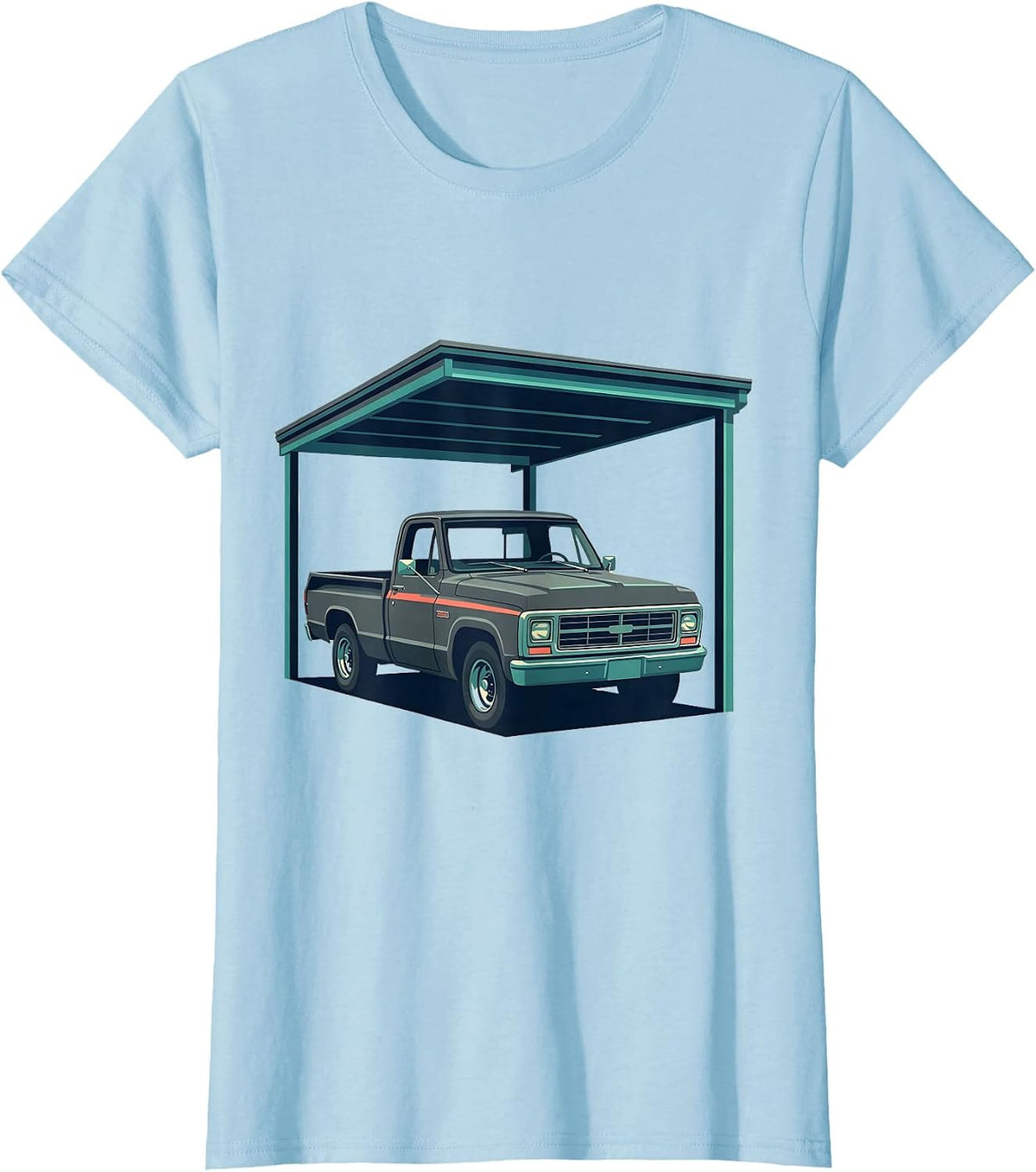 Women's Square Body Classic Pickup Truck Enthusiast Pride Vintage T-Shirt - Baby Blue