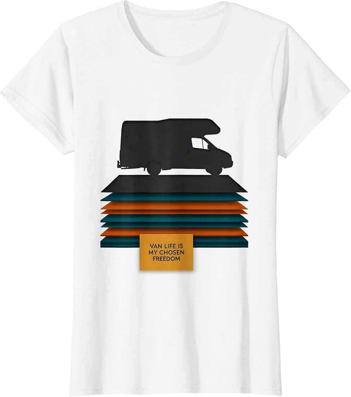 Women's Van Life Is My Chosen Freedom Retro Van Dwellers Road Trip T-Shirt - White