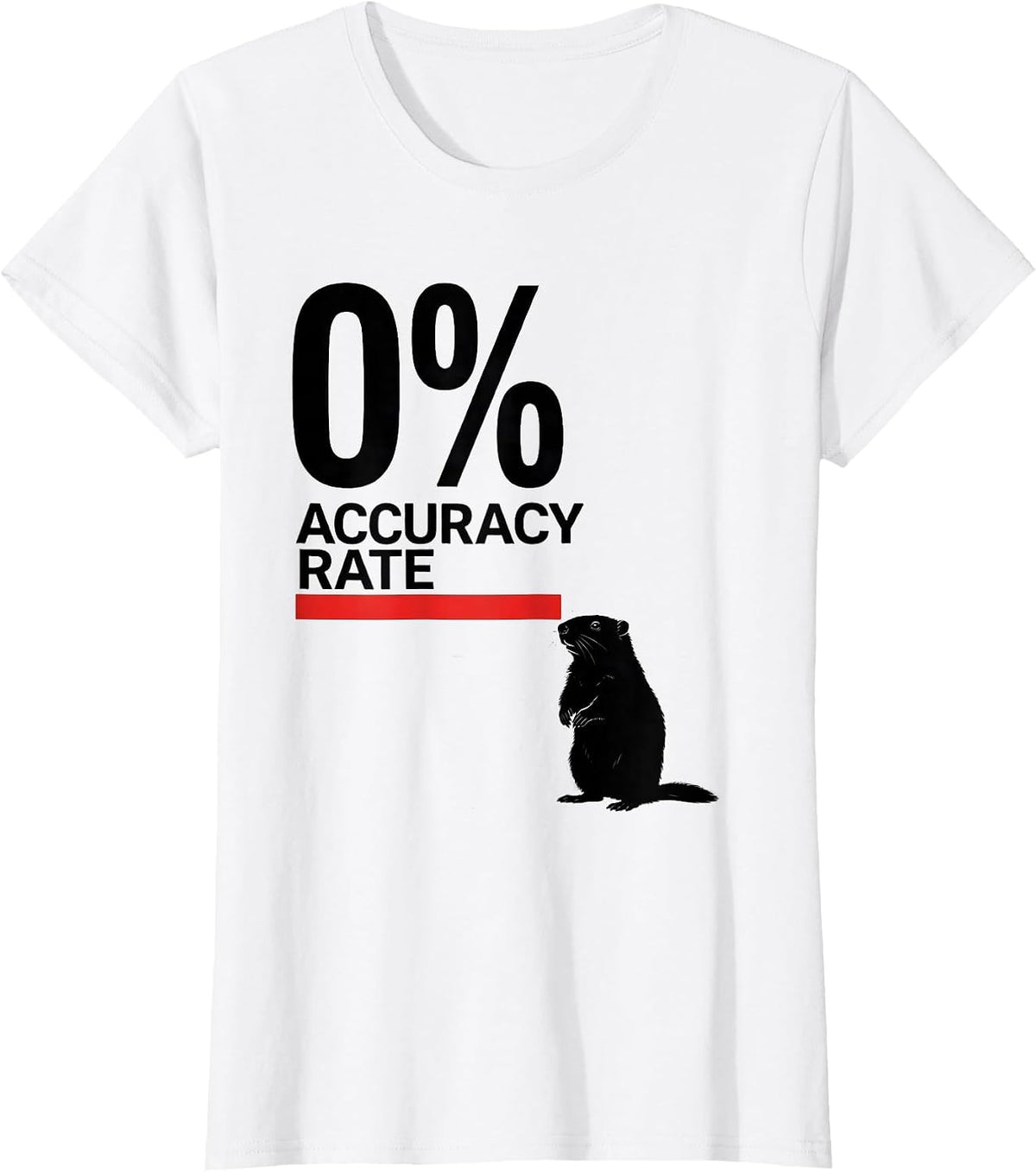 Zero Percent Accuracy Rate Funny Groundhog Day Humor T-Shirt - White