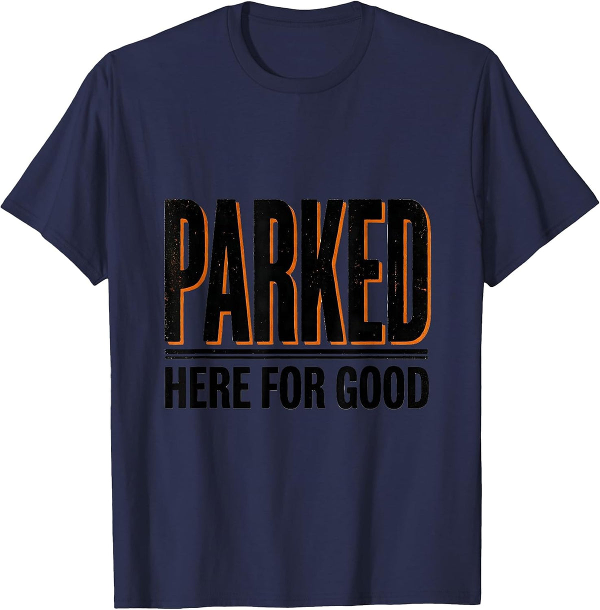 Men's Parked Here For Good Retro Van Life Nomads Vintage Van T-Shirt - Navy Blue