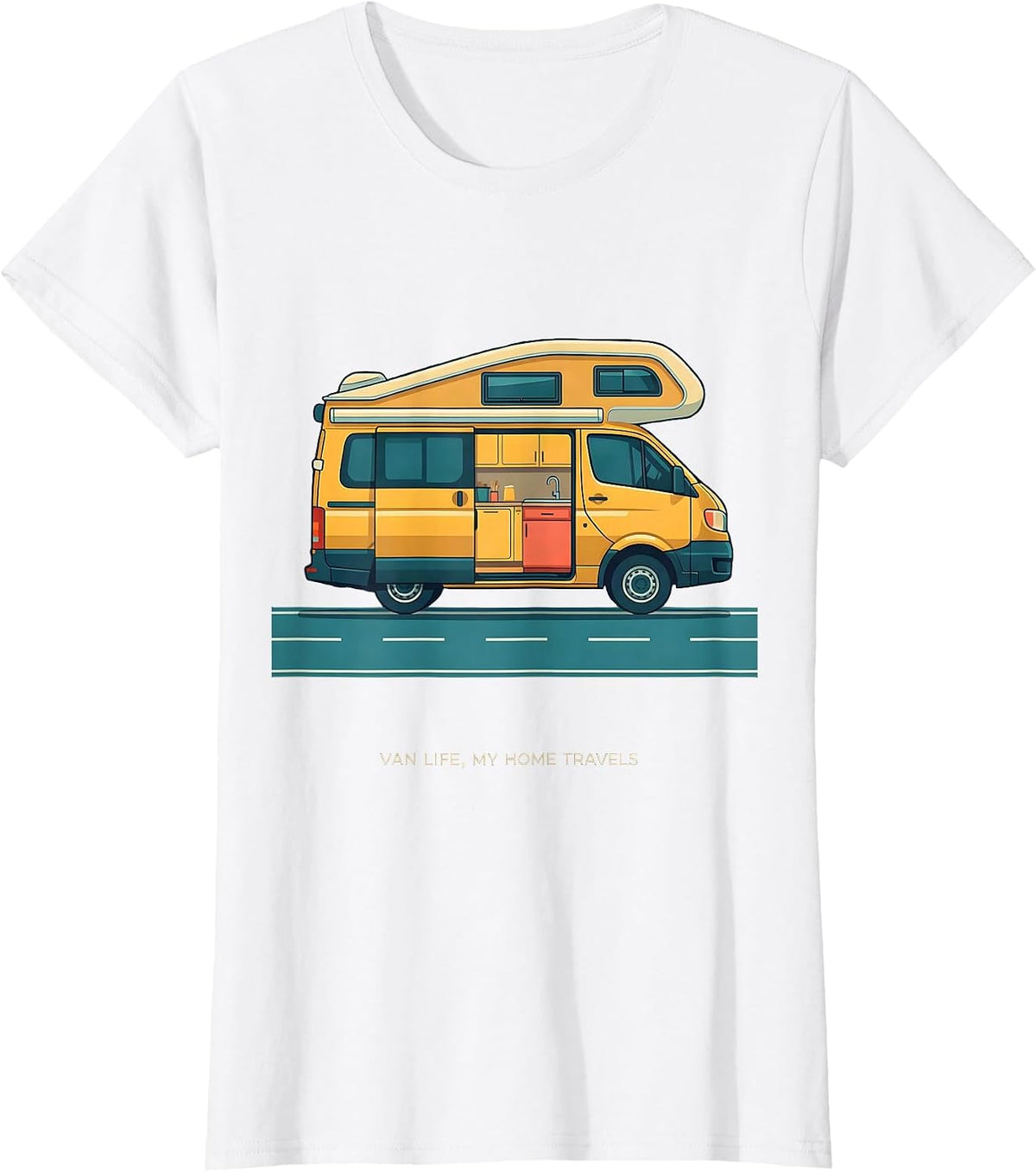 Women's Van Life My Home Travels Retro Van Dwellers Nomad Travel T-Shirt - White