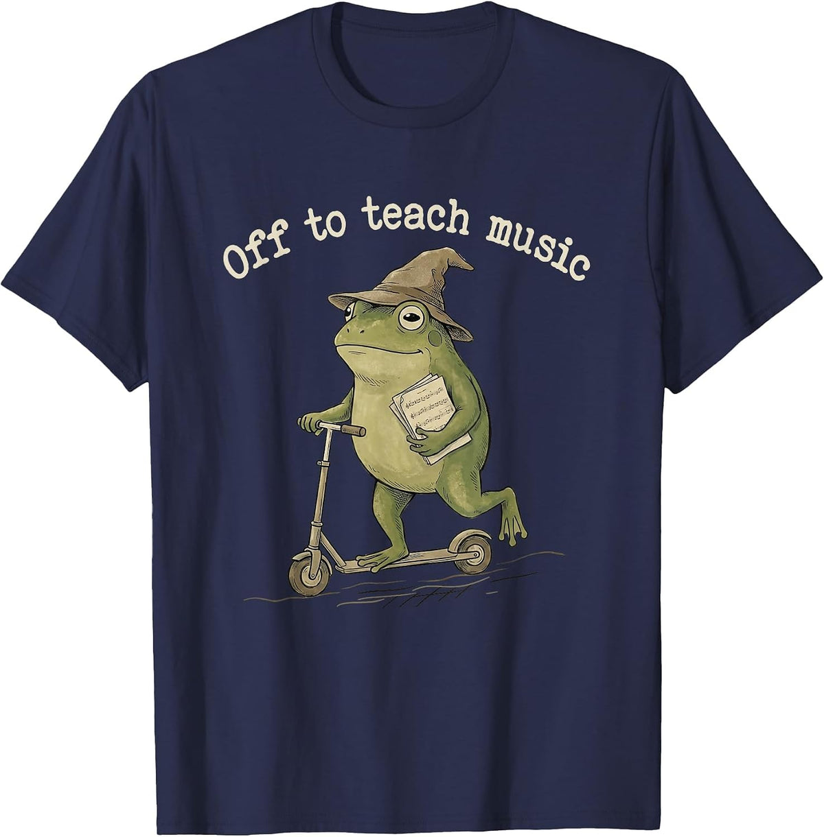 Off to Teach Music Teacher Appreciation Frog Meme Teaching T-Shirt - Navy Blue