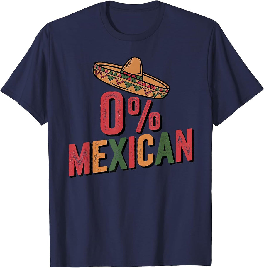 0% Mexican Cinco De Mayo Fiesta Sombrero Percent Funny T-Shirt - Navy Blue
