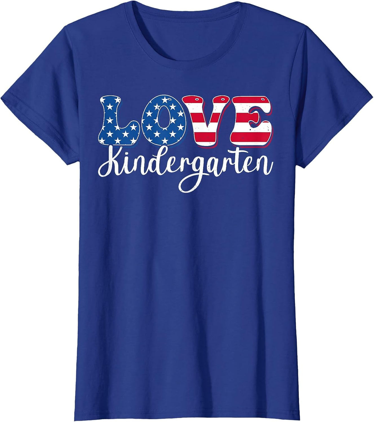 USA Flag Love Kindergarten Teacher Patriotic 4th of July T-Shirt - Royal Blue