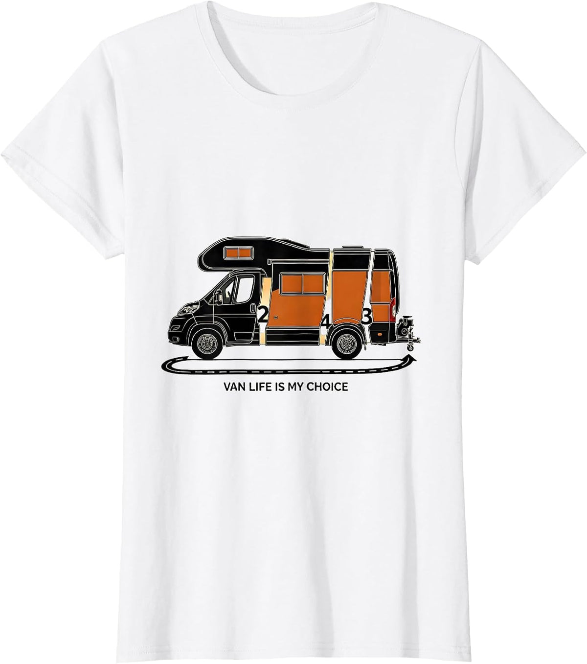 Women's Van Life Is My Choice Retro Van Dwellers Nomad Pride T-Shirt - White
