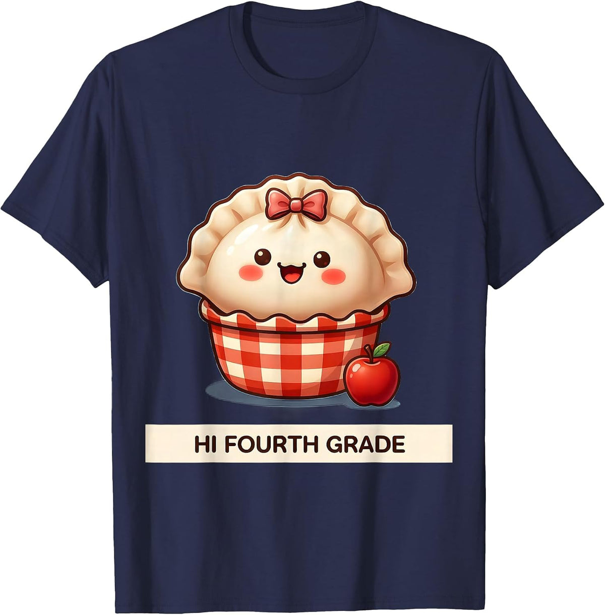 Men's Hi Fourth Grade Cute Dumpling Back to School Girl Teacher T-Shirt - Navy Blue
