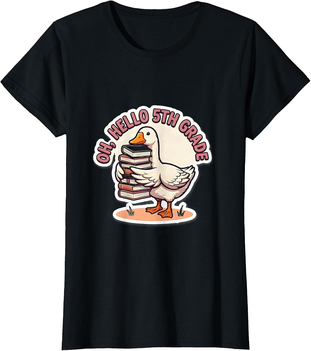 Oh Hello 5th Grade Cute Goose Teacher Back To School Gift T-Shirt - Black