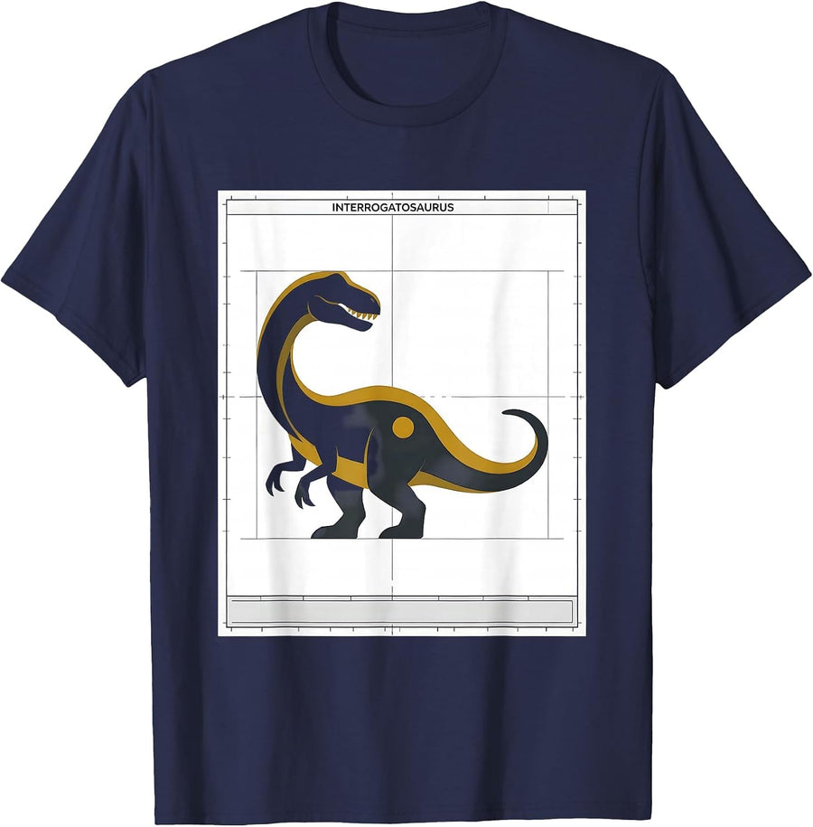 Interrogatosaurus Funny Grammar Teacher Punctuation Humor T-Shirt - Navy Blue