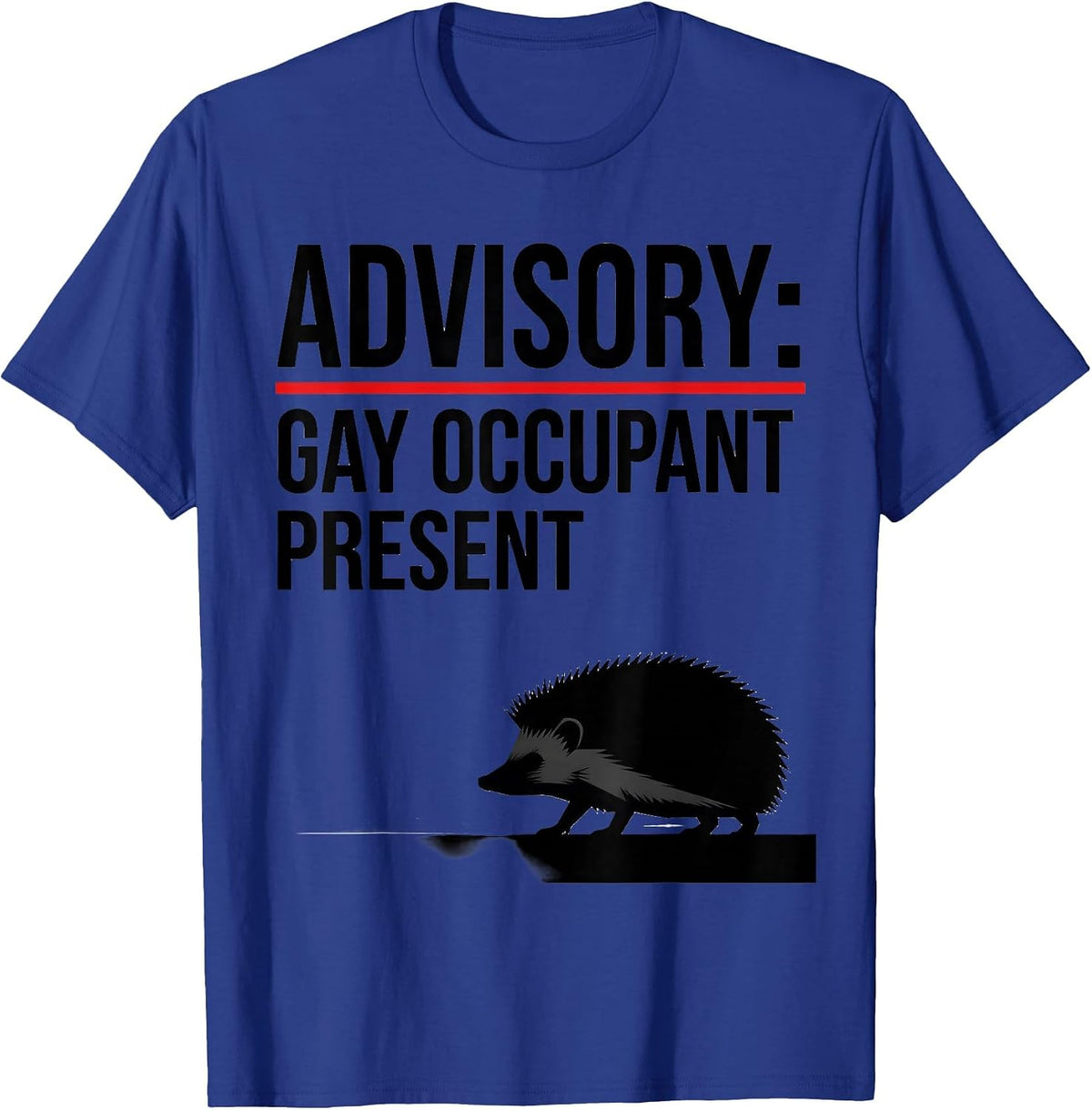 Advisory: Gay Occupant Present Funny Hedgehog Meme Bootleg T-Shirt - Royal Blue