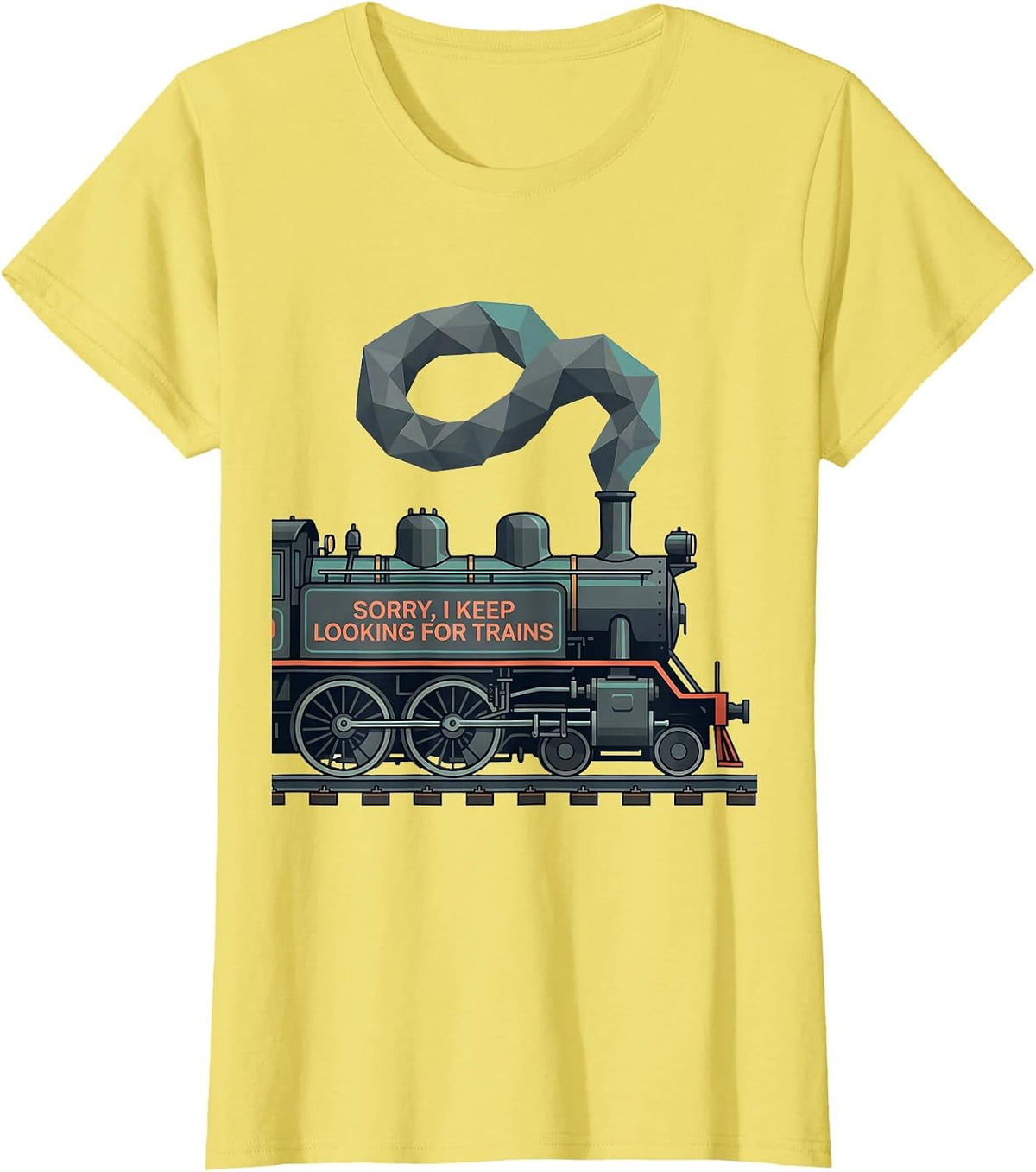 Women's Sorry, I Keep Looking For Trains Vintage Steam Train T-Shirt - Lemon Yellow