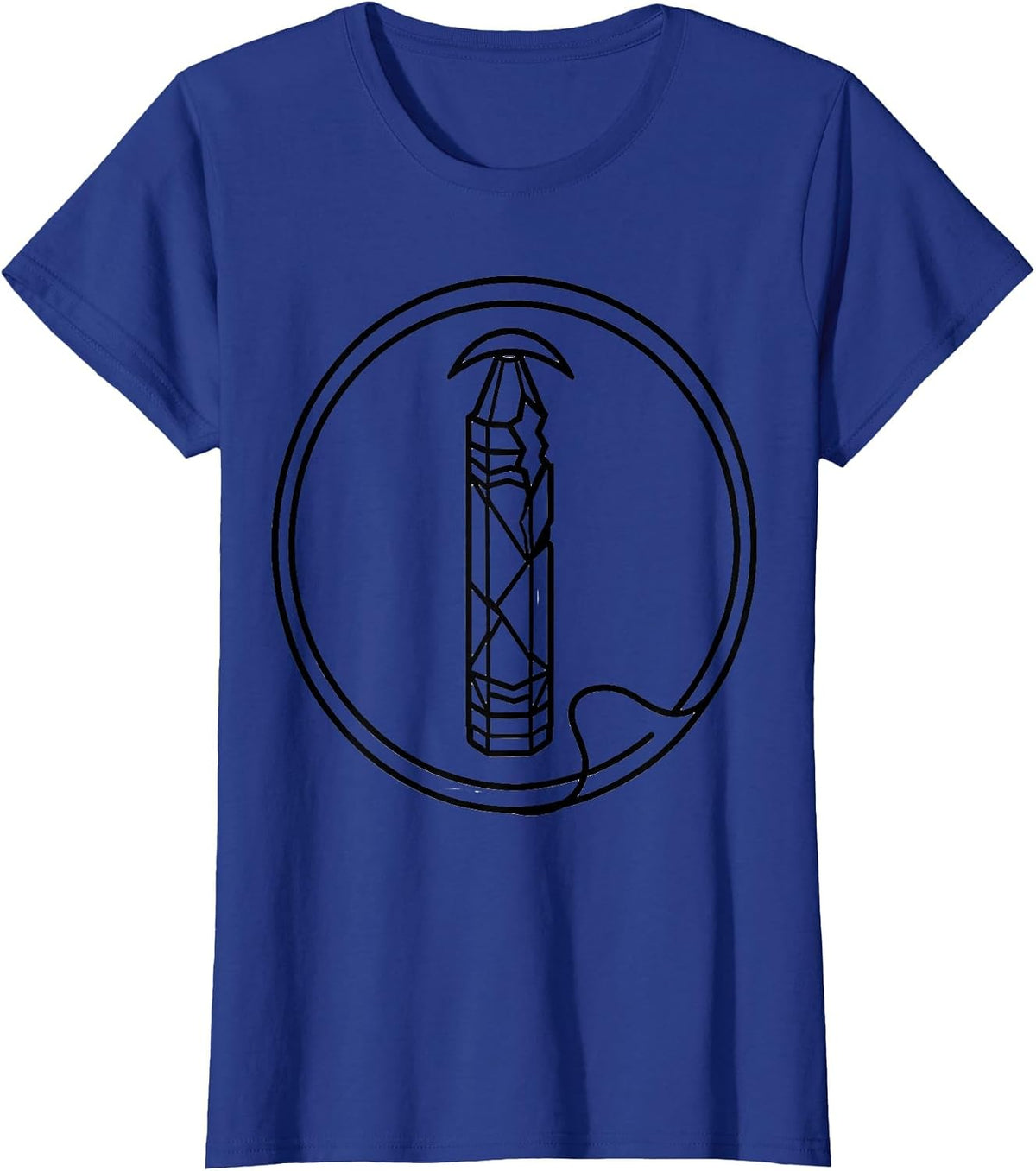 Women's Broken Crayon Line Art Mental Health Awareness Support T-Shirt - Royal Blue