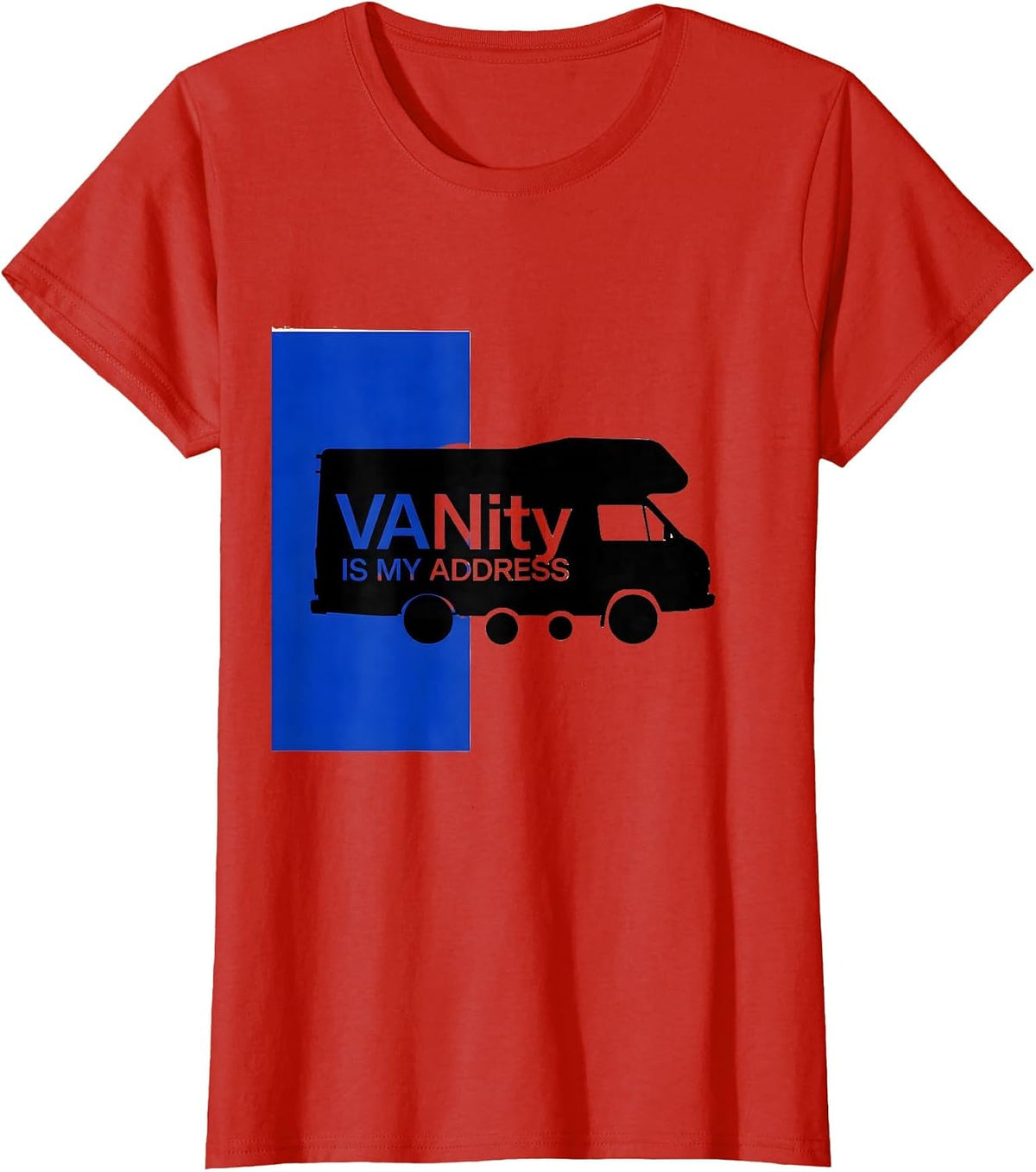 VANity Is My Address Swiss International Van Life Nomad T-Shirt - Red