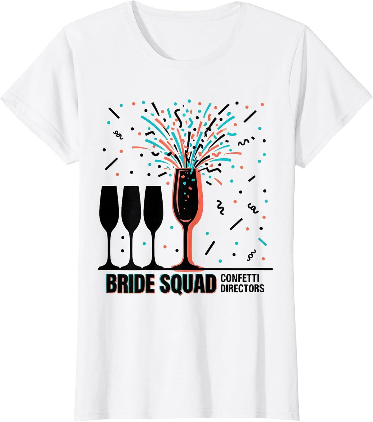 Bride Squad Confetti Directors Memphis Postmodern Wedding T-Shirt - White