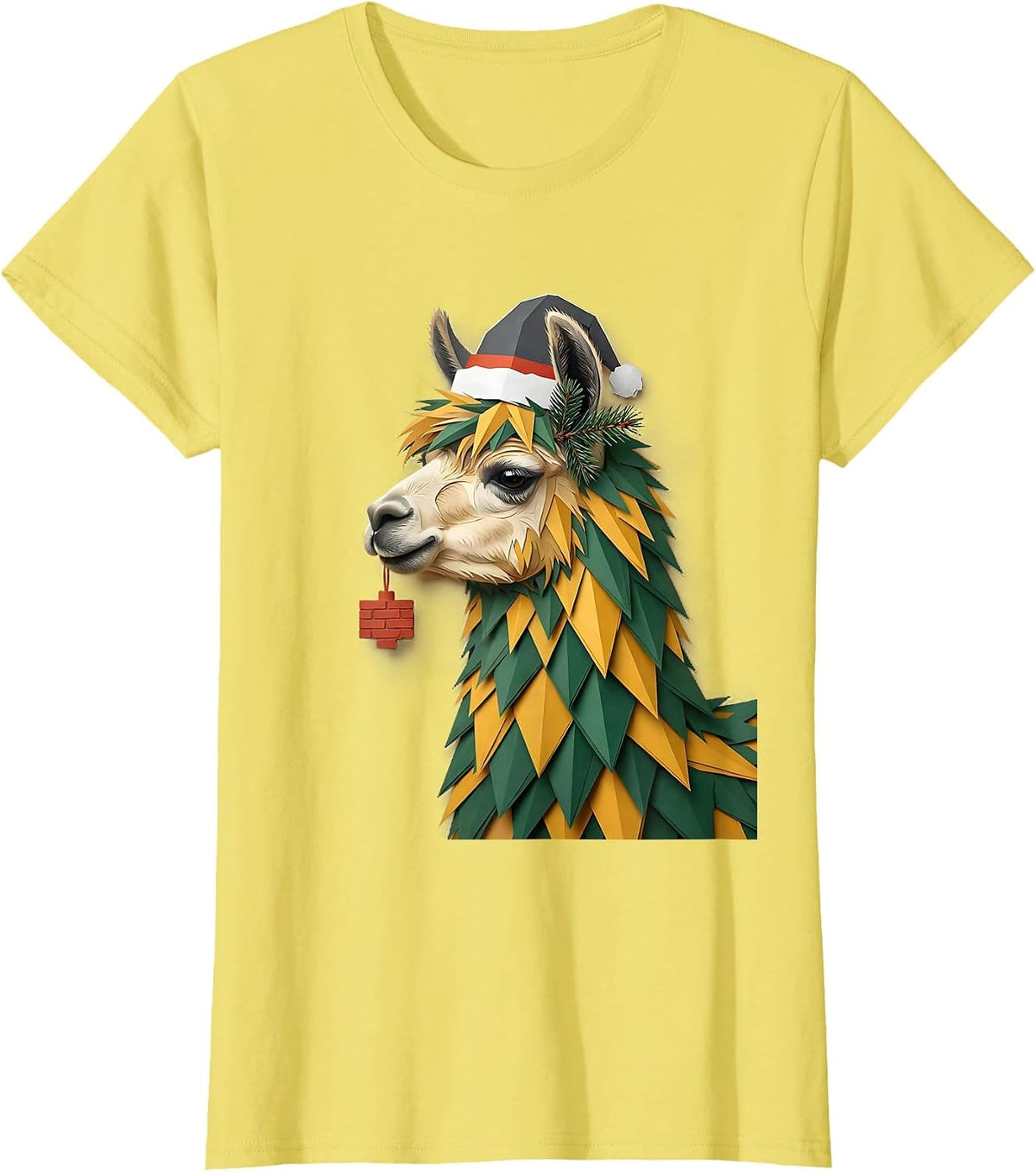 Llama Christmas Funny Animal Lover Holiday Party T-Shirt - Lemon Yellow