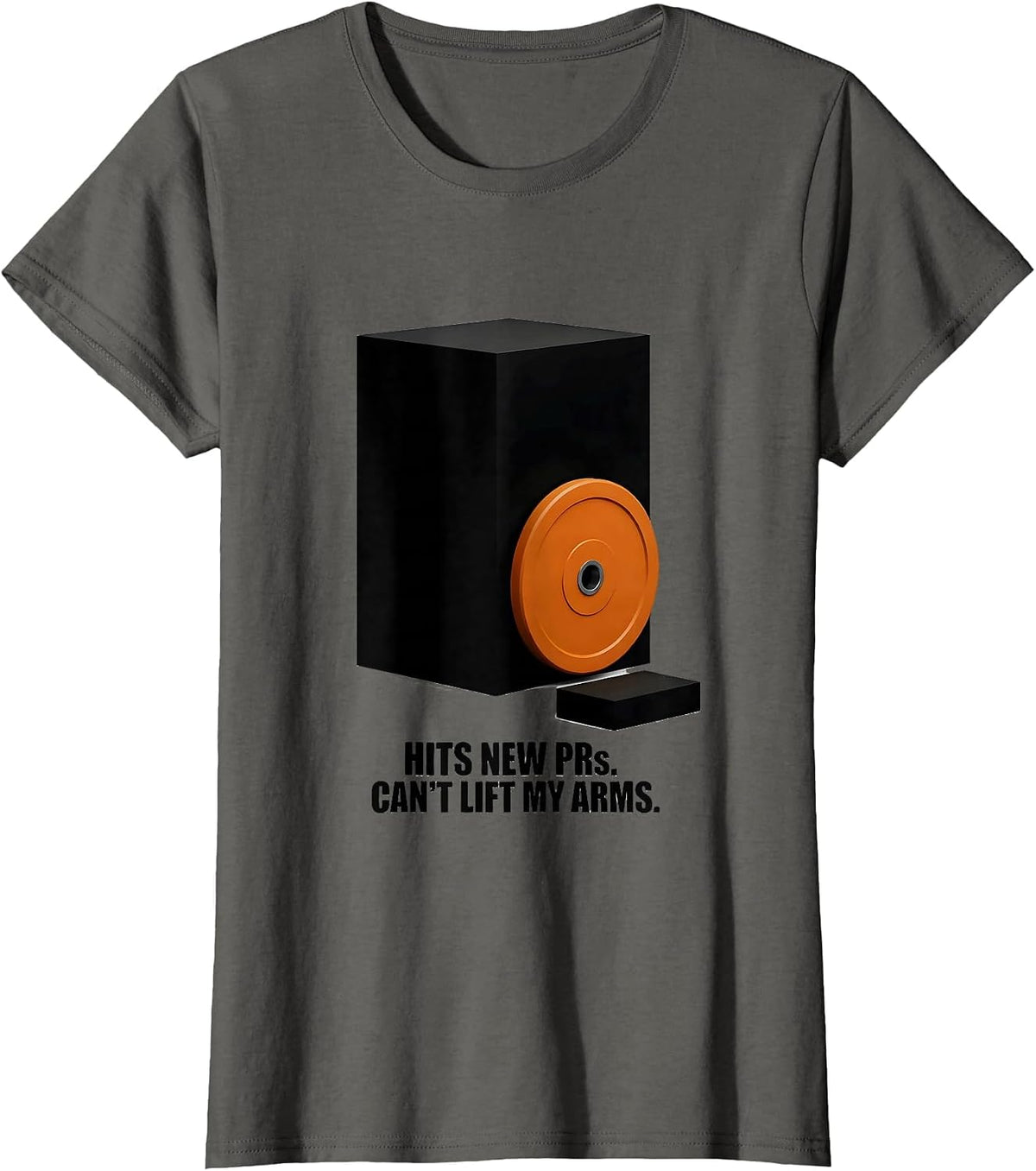 Women's Hits New PRs Can't Lift My Arms Funny Gym Workout Humor T-Shirt - Asphalt Grey